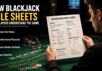 Player reading blackjack rule sheet before joining an online blackjack table