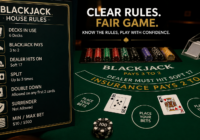 Blackjack tables displaying clear house rules and game conditions